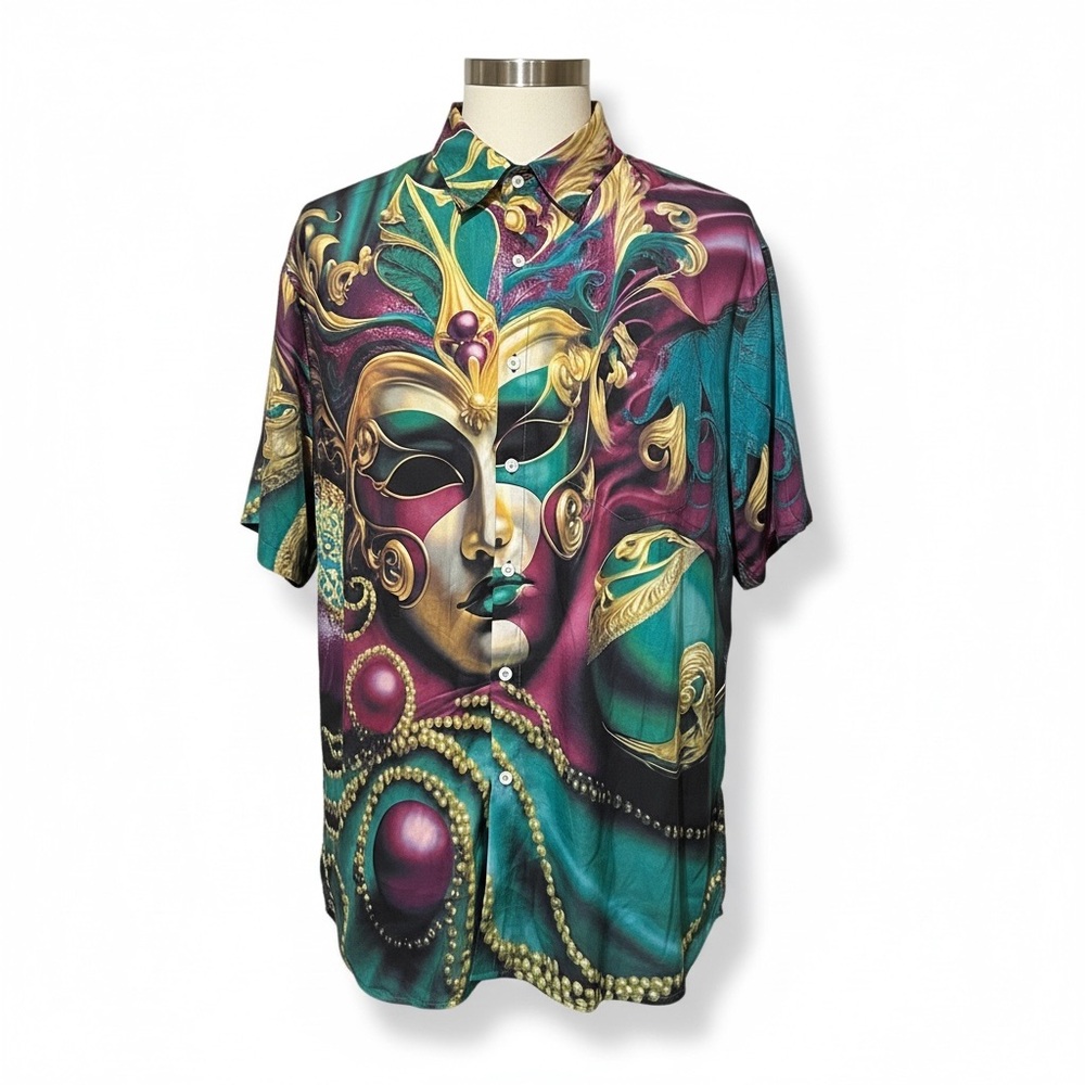 Colorful Mask Print Shirt - Picture 6 of 14